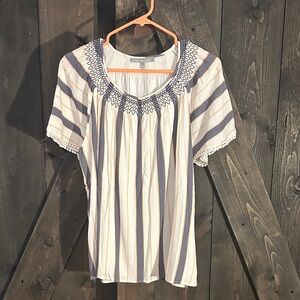 Daniel Rainn Blue and Cream Striped Blouse